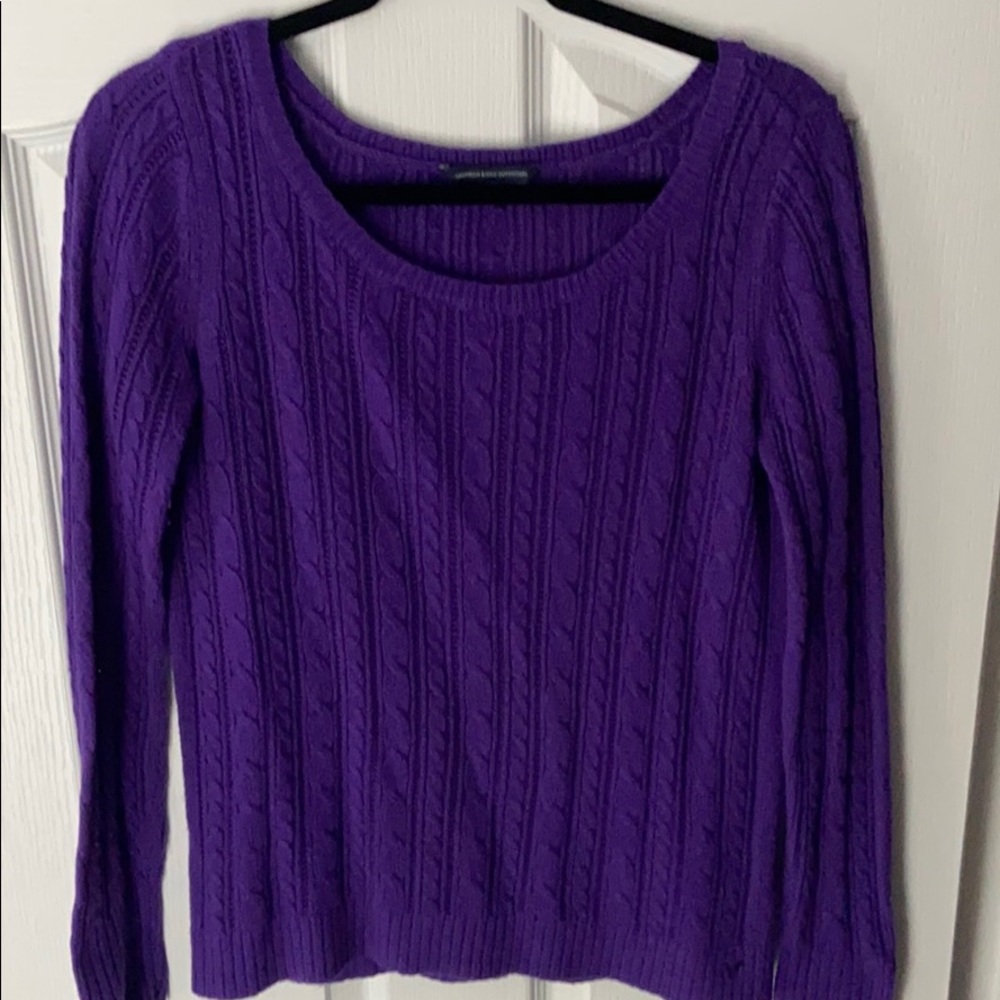 American Eagle sweater cable knit purple